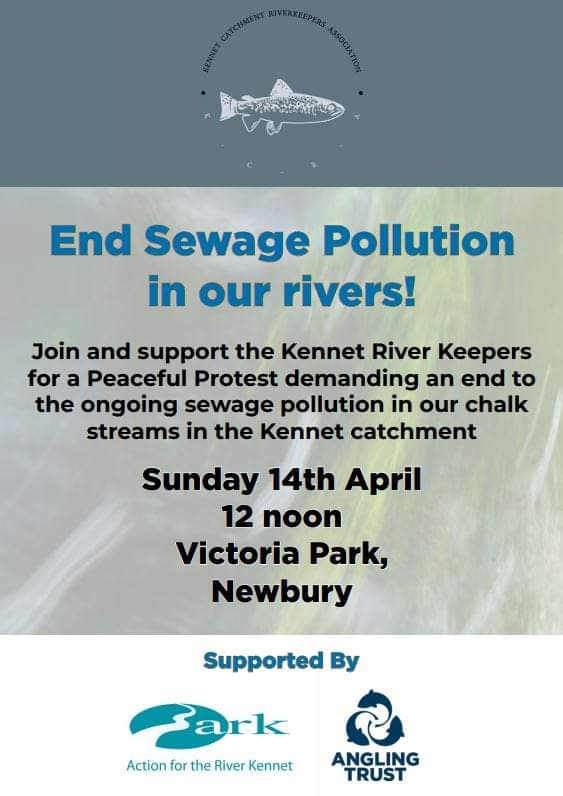 🚨Today Victoria Park, Newbury 12 noon🚨
Disgusted by the fact 💩 in our rivers is commonplace?
Then join us at today's peaceful protest. We & @AnglingTrust are supporting the Kennet Catchment River Keepers calling for an End to Sewage Pollution.
#chalkstream