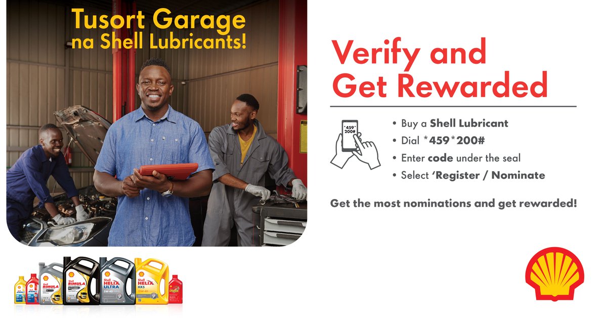 Ni garage ipi ungependa Shell wai sort katika promotion ya  Tusort Garage na Shell Lubricants? 
Piga *459*200# ili u nominate garage uipendayo. 
Sikiliza Kaya Flavaz kila siku ya juma kwa maelezo zaidi. 
#tusortgaragenashell 
#NominateNow 
#Nominate 
#shelllubricants…