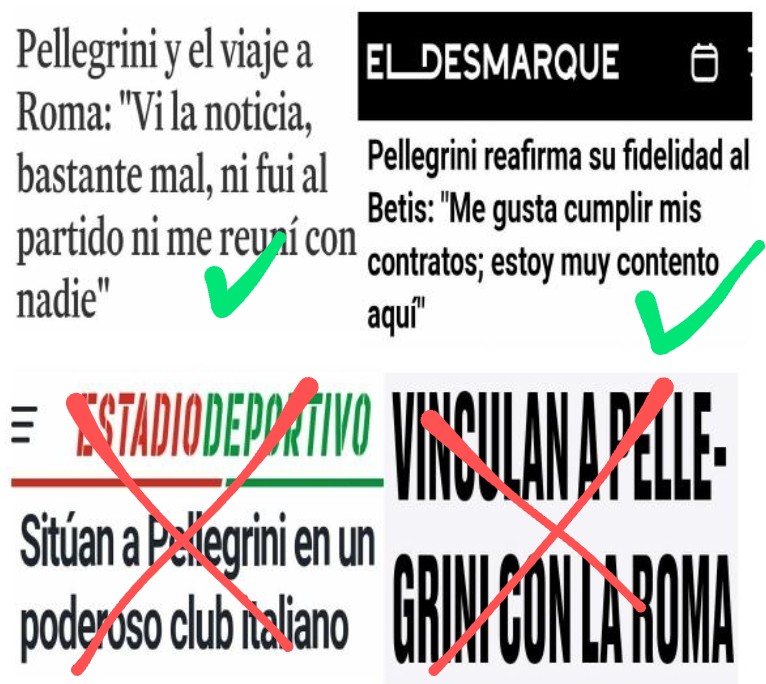 #RealBetis Leo las 'noticias' sobre #Pellegrini y la #Roma. Lo primero que pensé fue que lo había escrito el propio Monchi. Pero luego me di cuenta de que la gramática era demasiado buena y había relativamente pocas malas palabras. ¿Quizás Nido el mayor?😉