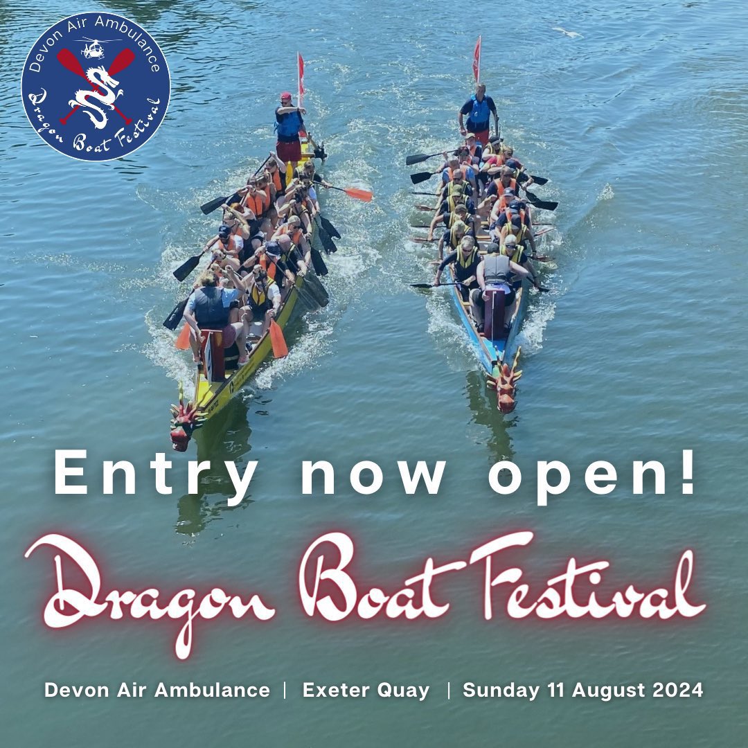 Come and join us at Exeter Quay on Sunday 11th August 2024 for a magnificent day out at our annual Dragon Boat Festival! This year, we are hoping to raise £20k which will help to fund 4 lifesaving missions.  Entry is now LIVE so book your boat today - daat.org/event/dragon-b…