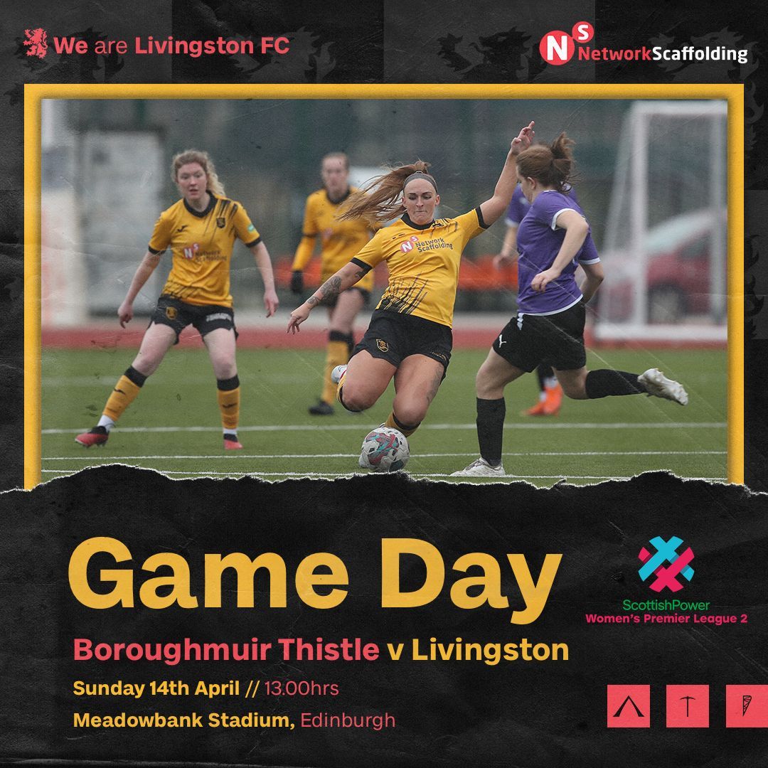 🙌🏻 𝐆𝐀𝐌𝐄 𝐃𝐀𝐘

@livingstonwfc travel to @BTFC07 this afternoon as Meadowbank Stadium is the venue for @SWPL action.

What else would you do on a Sunday?

Back the Lionesses 🟡⚫️