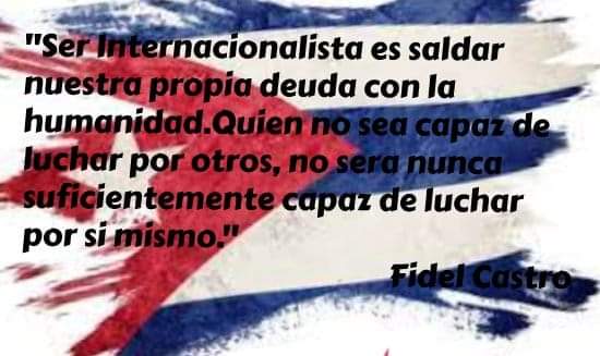 Reafirmamos nuestro compromiso con la Patria y el Comandante en Jefe #FidelCastro, de seguir enarbolando la bandera del internacionalismo. De seguir trabajando con el amor y el Humanismo que nos caracteriza. #CubaCoopera #60AñosSalvandoVidas