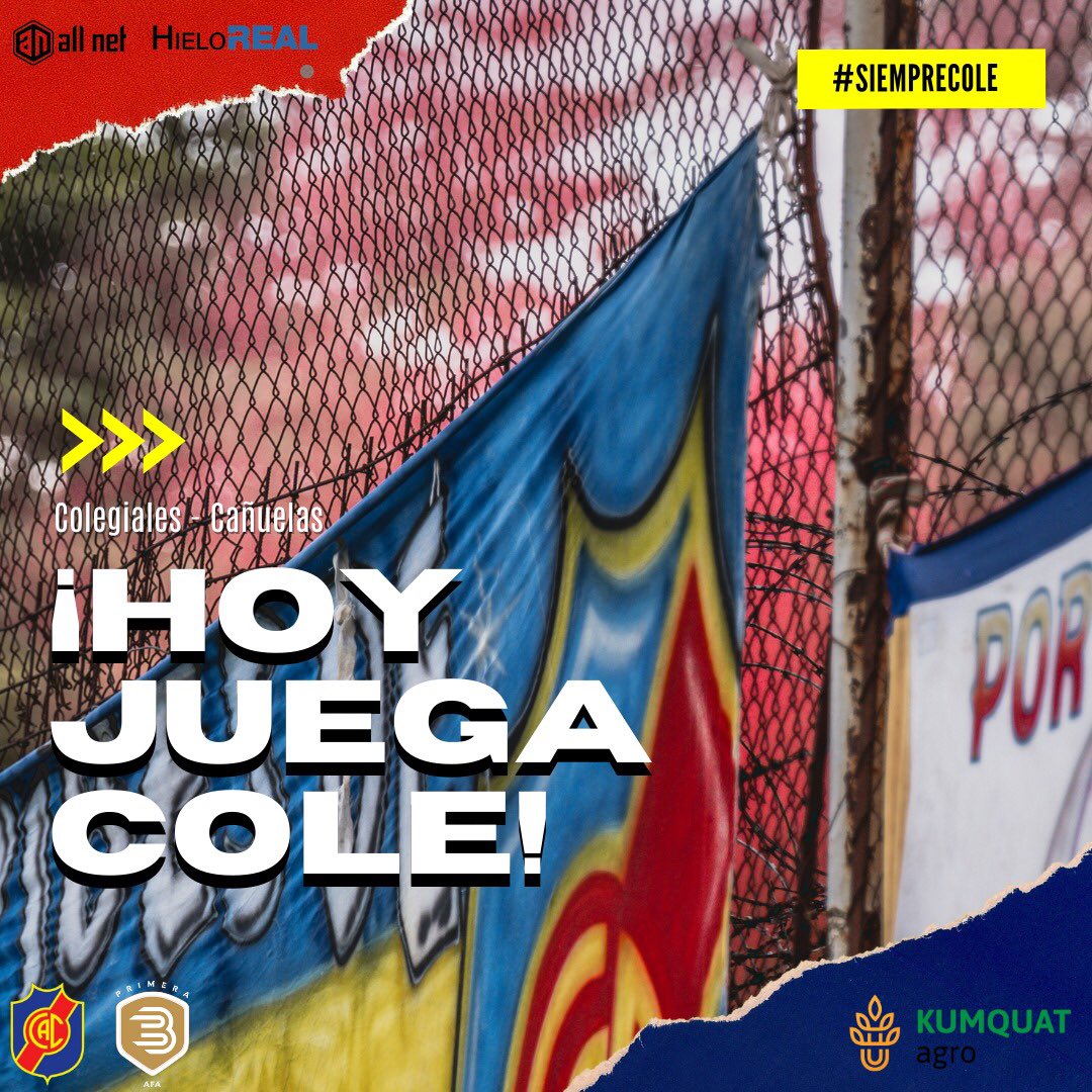 #PrimeraB🇹🇩 ¡HOY JUEGA COLE! Veni a alentar al Tricolor desde las 16.40hs. #SiempreCole🇹🇩