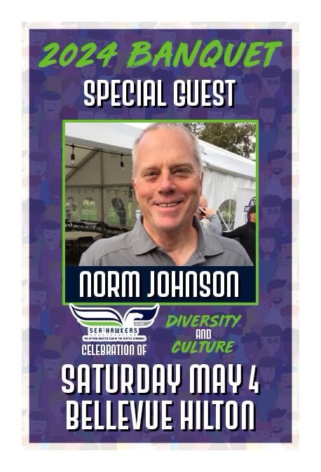 Seahawks Legend, Norm Johnson, will be joining us at this year’s banquet! Norm is the number one kicker in Seahawks franchise history! Get your banquet tickets today! 🎫 form.jotform.com/240625721155148 🏨 seahawkers.tiny.us/Hilton-Banquet