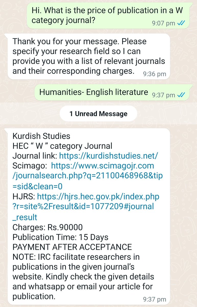 The unfortunate norm in PK higher education is paying a huge amount of money for publication, including the name of your supervisors/all influential folks in dept as coauthors. The latest unethical practice is the eid sale of article publication in HEC recognised journals [1/2]