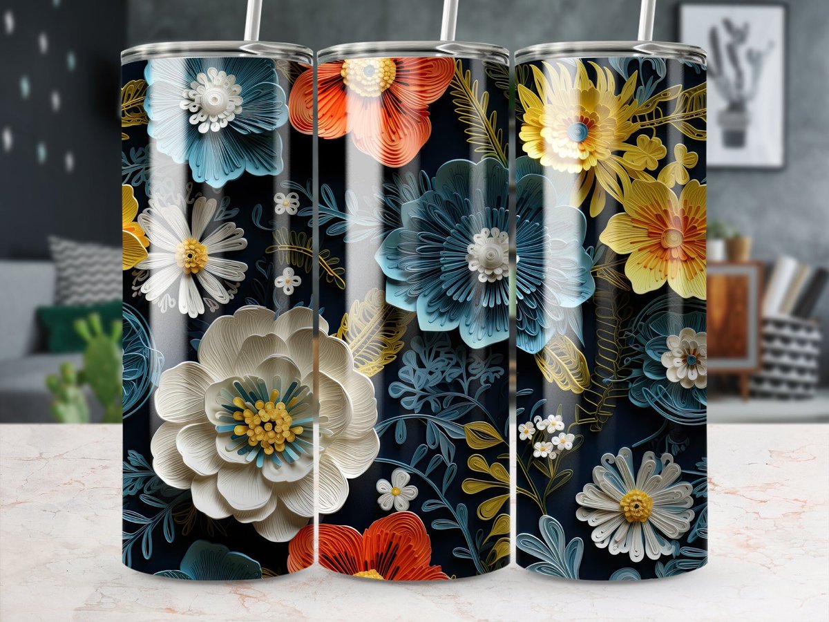 Excited to share our newest Etsy listing: 3D Flowers #TumblerWrap 🌸 Perfect for 20 oz Skinny Tumblers! Get creative with this #Sublimation Design available for both straight & tapered wraps. #FloralDesign #LillyTumbler #InstantDownload Check it out here: mocprintsgalastudio.etsy.com/listing/157358…