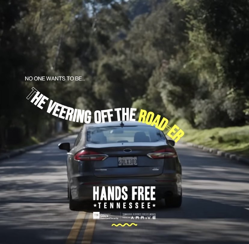 Behind the wheel, your only focus should be the road ahead. Let's make hands-free driving the norm in Tennessee. Spread the word and save lives. handsfreetn.com #HandsFreeTN