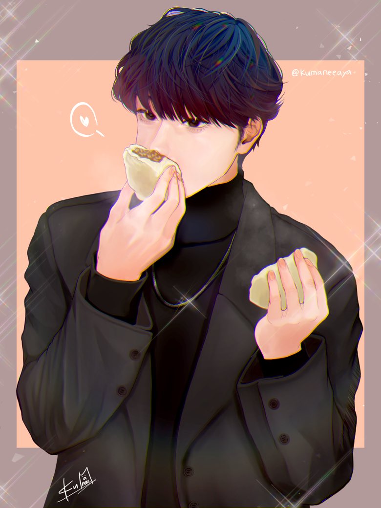 solo short hair black hair long sleeves 1boy holding jewelry  illustration images