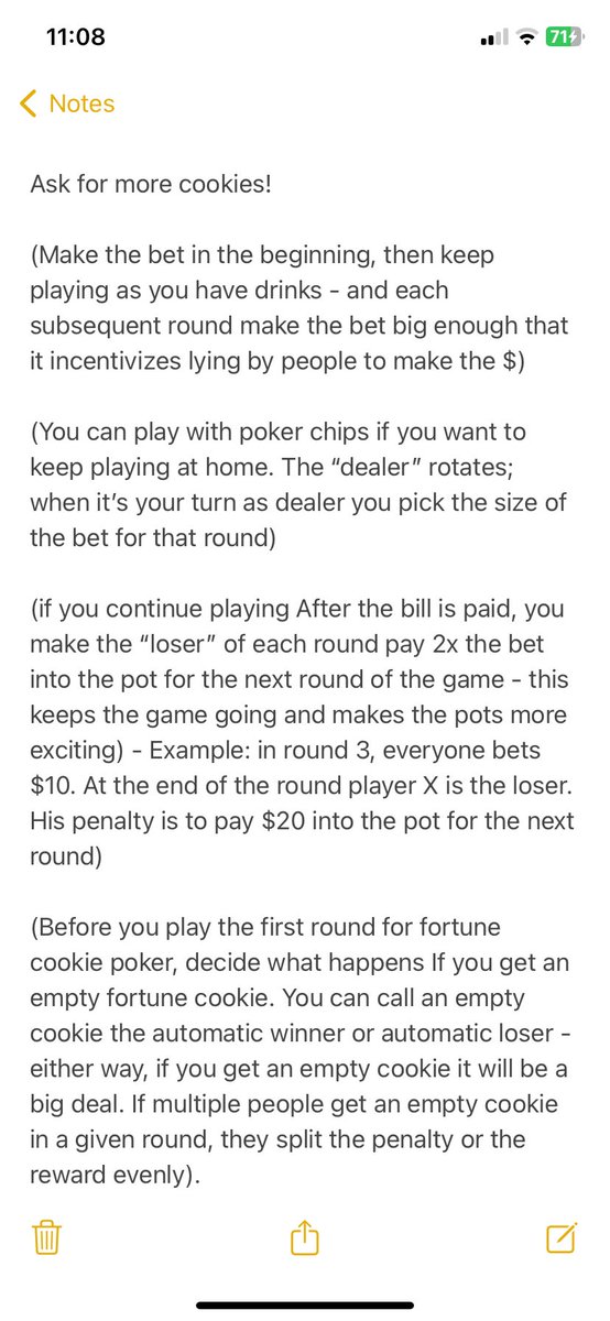 DadHorrors's tweet photo. If you eat Chinese food and you like to gamble - or either one - you should be playing Fortune Cookie Poker. 

Rules below: https://t.co/Jii01fsLSY