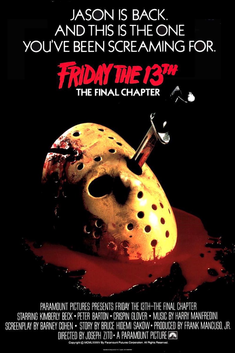 🎬'Friday the 13th: The Final Chapter' premiered in theaters 40 years ago, April 13, 1984