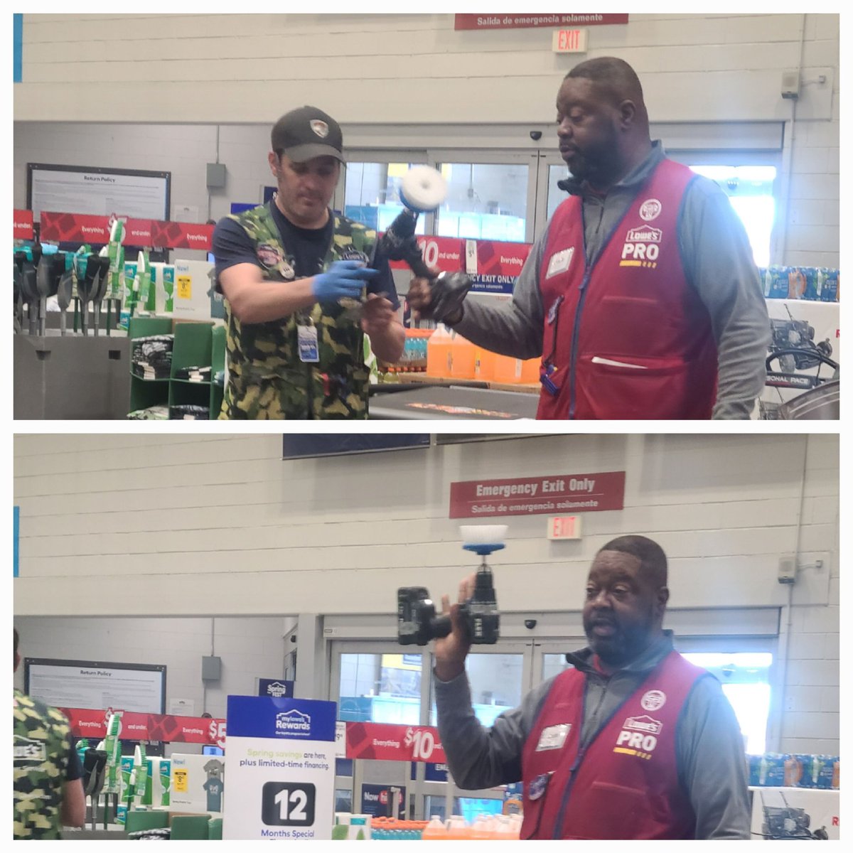 lowes2918rva's tweet photo. ASM Jude and DS John promoting this Weekend's Roto Scrub Demo during the morning huddle! Let's sell some stuff!
#R1DEMOS #Weekending #lowesRVA #lowes2918
@BlueBoxR1 @BenitoKomadina @kennygrimsley @steveyoung456 @GibbyRocks10 @RFMTraylor @CharlesSt73 https://t.co/j3DjP5c7VW