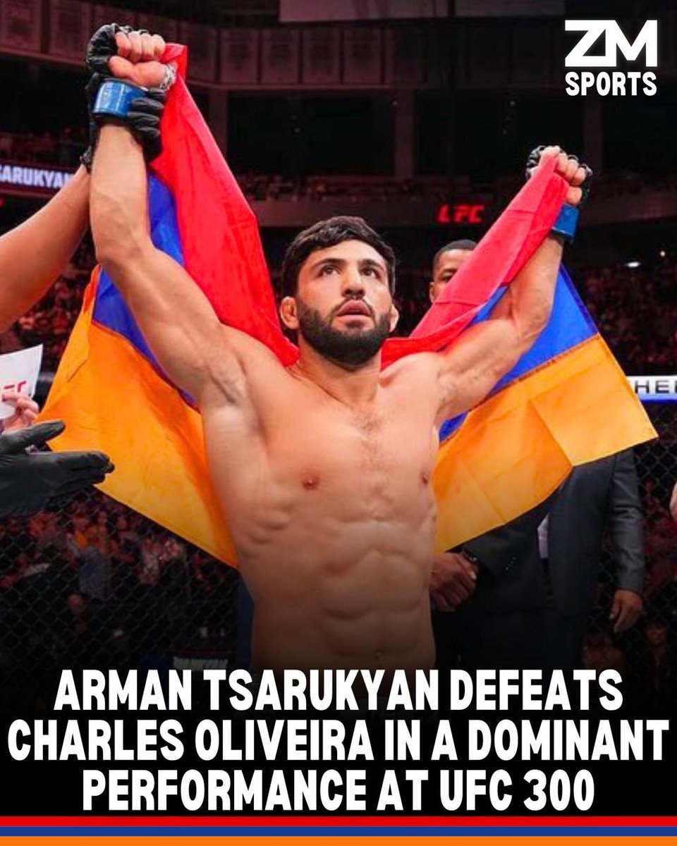 ZartonkMedia's tweet photo. 🇦🇲 Arman Tsarukyan Defeats Charles Oliveira In A Dominant Performance At UFC 300 https://t.co/YRDDIQ5wAI