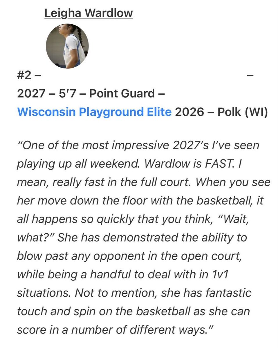 Leigha Wardlow write-up at the PGH Victory Region Kick Off for Wisconsin Playground Elite prepgirlshoops.com/2024/04/victor…