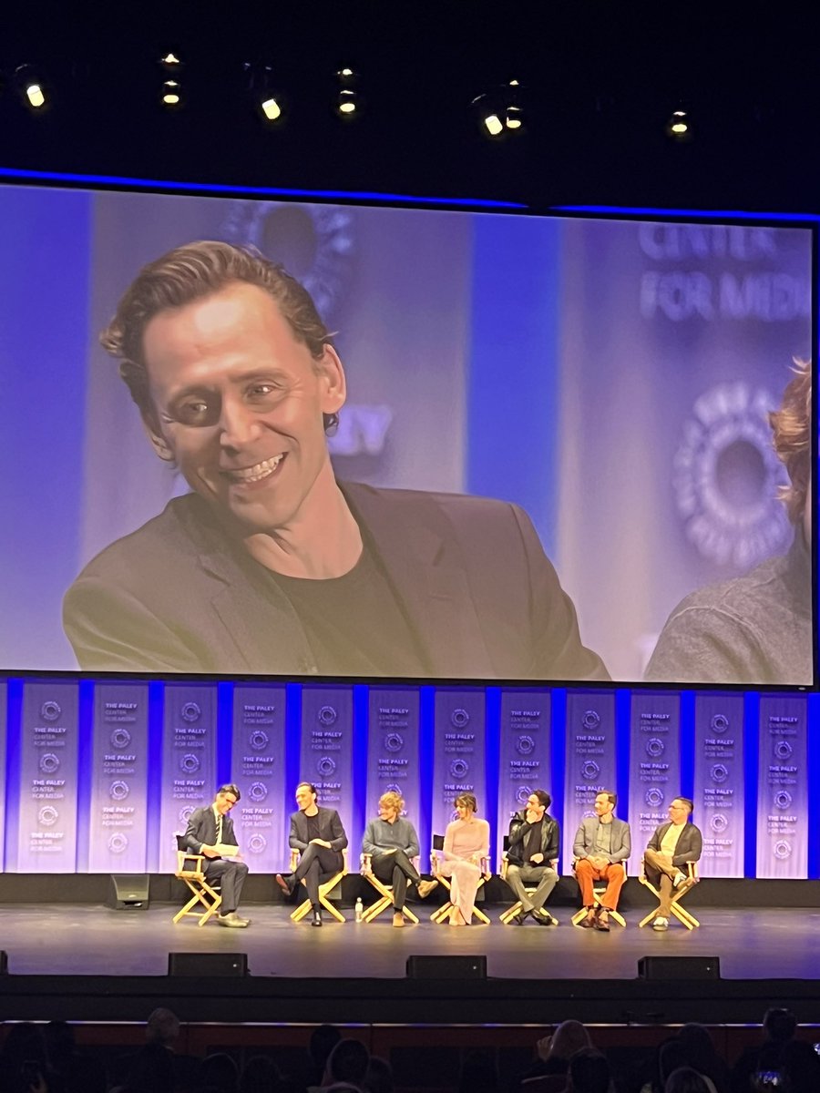 Hiddleston, Wilson & Di Martino, take the stage to huge applause. #Loki #PaleyFest