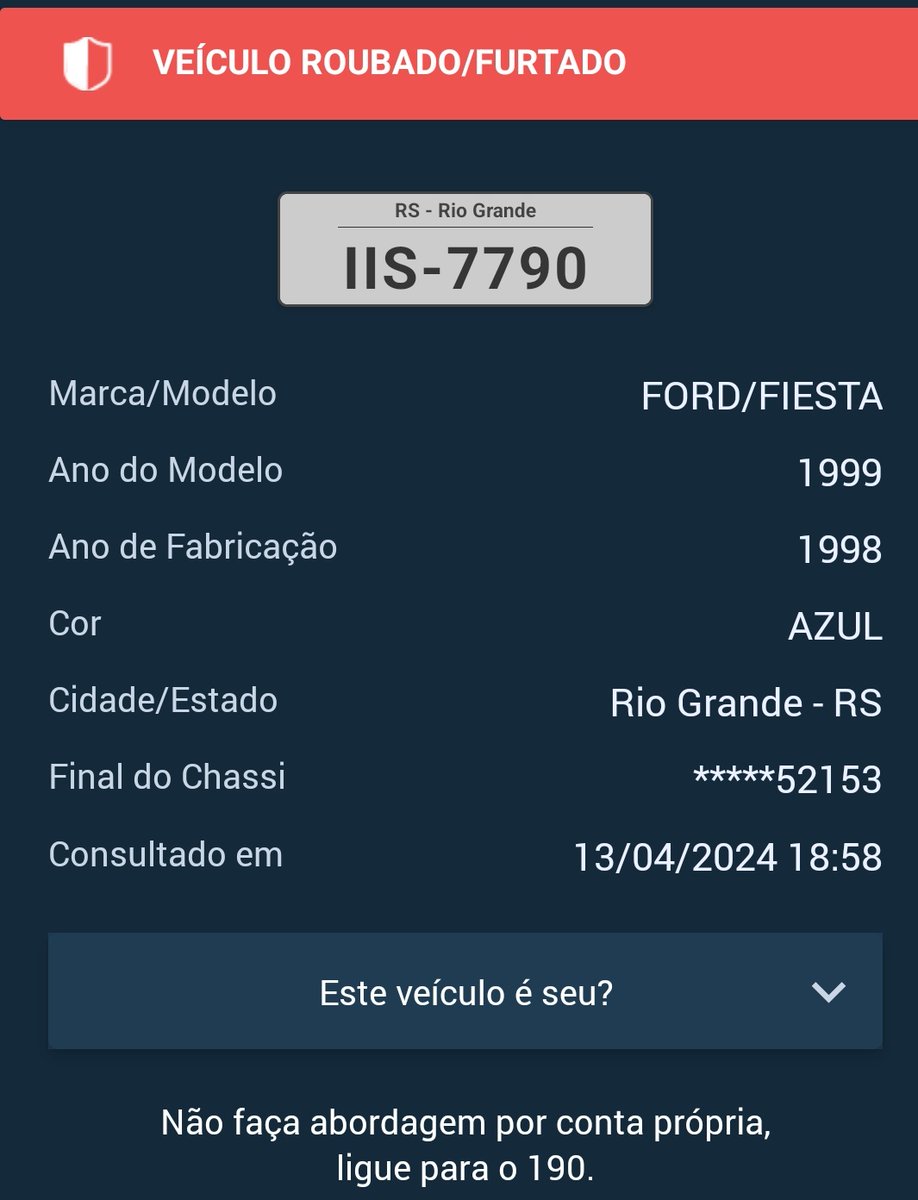 DenerSantos_'s tweet photo. Alerta de veículo roubado em Rio Grande https://t.co/n41L2HmmUr