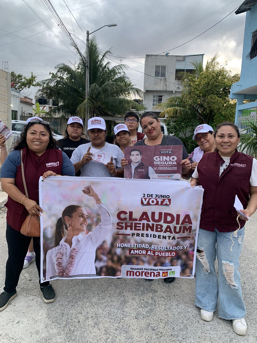 Morena27QRoo's tweet photo. Gran recorrido el día de hoy en la Supmza 247, fraccionamiento Villas Otoch, en Cancún. Llevamos casa x casa el compromiso y propuestas de nuestro candidato al Senado por Quintana Roo, @EugenioSeguraV y nuestra candidata a la presidencia, la Dra. @Claudiashein https://t.co/2GuNbiMBIF