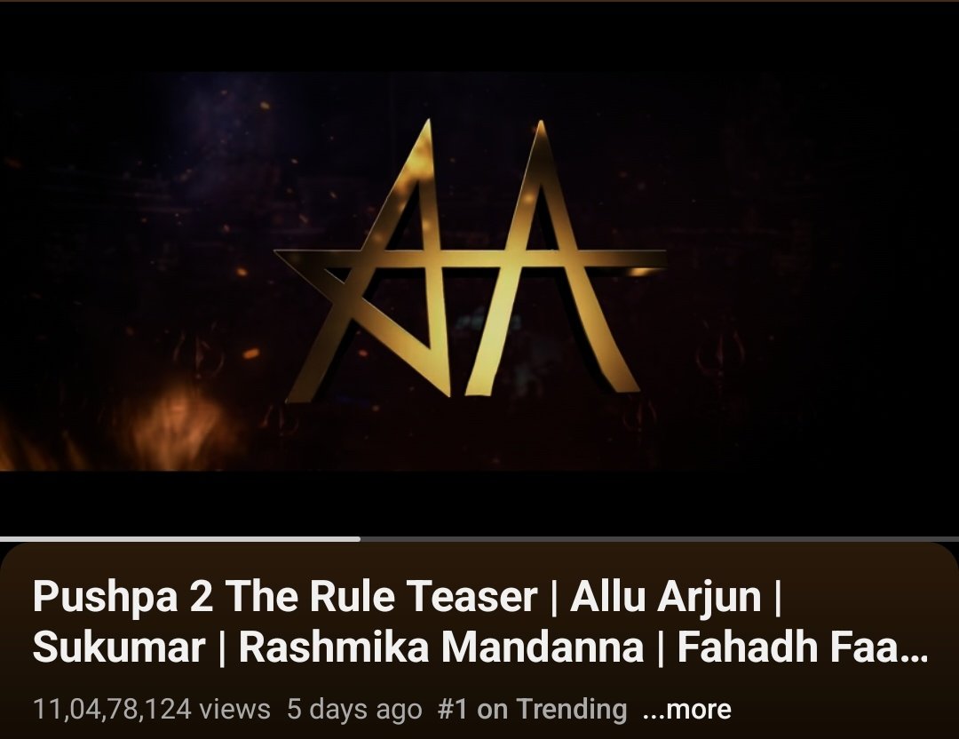 Power of ORGANIC acceptance! 🙏

𝐀𝐀𝐥𝐥 𝐓𝐢𝐦𝐞 𝐑𝐞𝐜𝐨𝐫𝐝 :
#Pushpa2TheRule Teaser video is now longest time to Trend at #1 on youtube for more than 138hours++!!!🔥🔥🔥

Zindabad <a href="/alluarjun/">Allu Arjun</a> 🛐
#RecordBreakingPushpa2TEASER