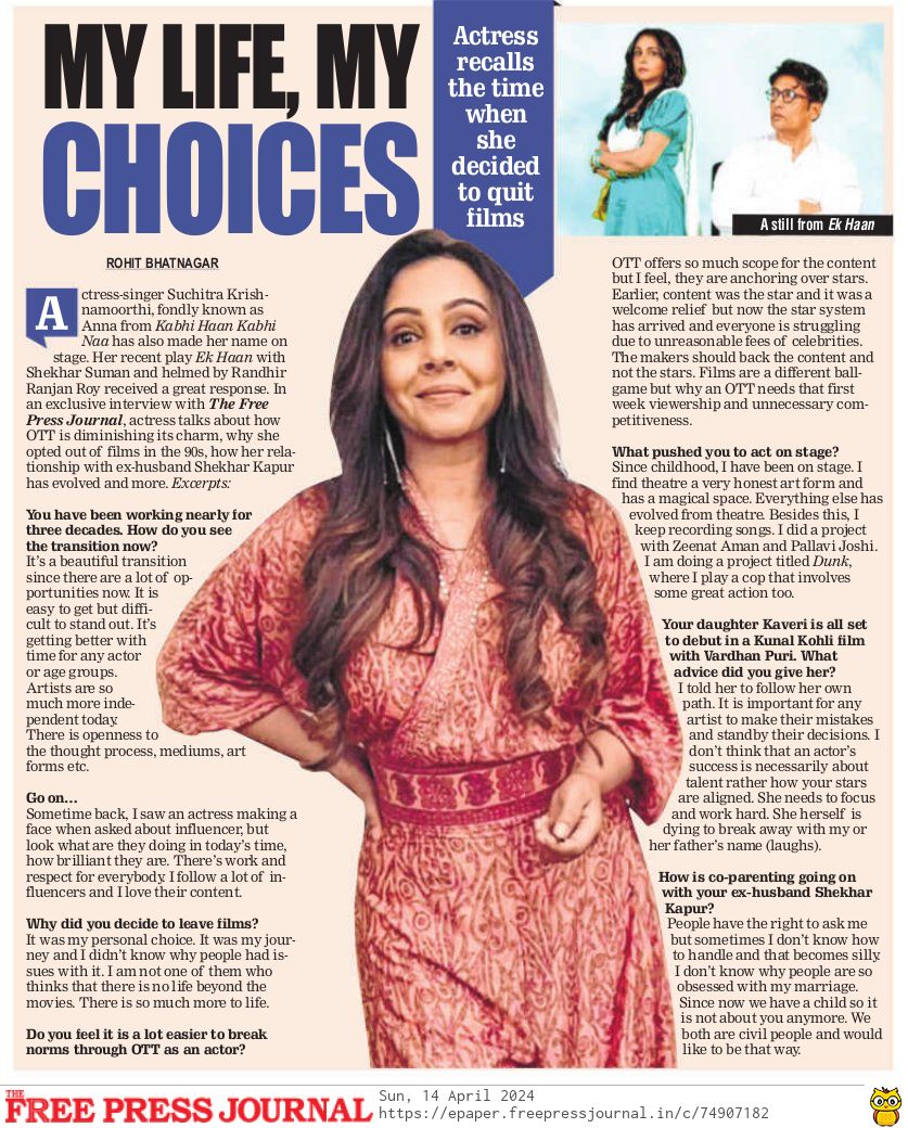 Exclusive: Why Producers Are Backing Stars And Not Content On OTT, Questions Actress-Singer @suchitrak In A Shocking Interview By @justscorpion freepressjournal.in/entertainment/…