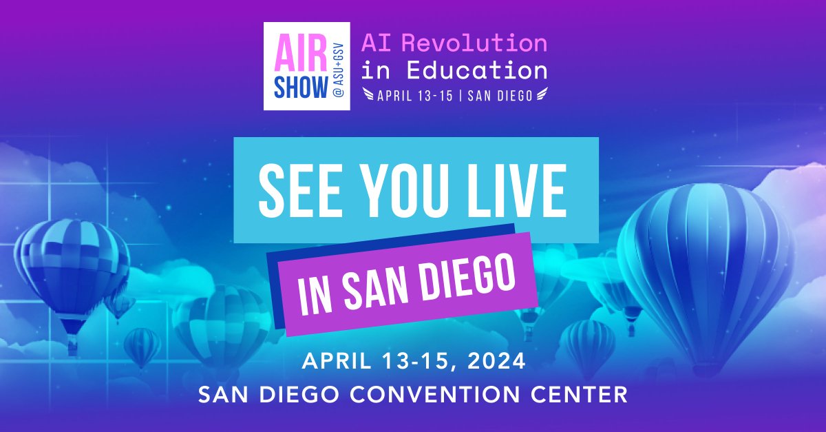 ✨ Network with 100+ Leading AI in EDU Companies
✨ Explore Incredible Exhibits with 100+ Startups on the AIR Field
✨ Dive Into Hands-on Workshops and Learn Practical Tools

Tickets are FREE but space is limited. asugsvsummit.com/airshow/regist…

#SponsoredContent