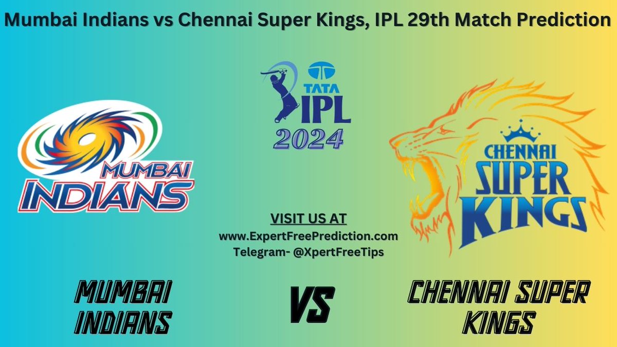 Mumbai Indians vs Chennai Super Kings IPL 2024 29th Match Prediction

#CSKvsMI #MIvsCSK #CHEvsMUM #MUMvsCHE #IPLT20 #IPL29thMatch #MumbaiVsChennai #IPL2024 #IndianCricket #Cricket #cricket_fever #cricketbettingtips #t20cricket #ExpertsFreeTips

Read Here- expertfreeprediction.com/mi-vs-csk-bett…