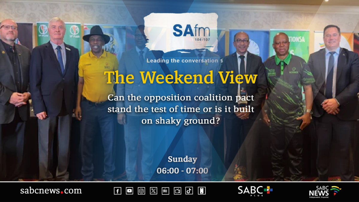 TALKING POINT: Can the opposition coalition pact stand the test of time or is it built on shaky ground? Join the conversation Call ☎️086 000 2032 VN 📞082 692 3909 SMS 📲41391 #SABCNews #SABCNewsRadio