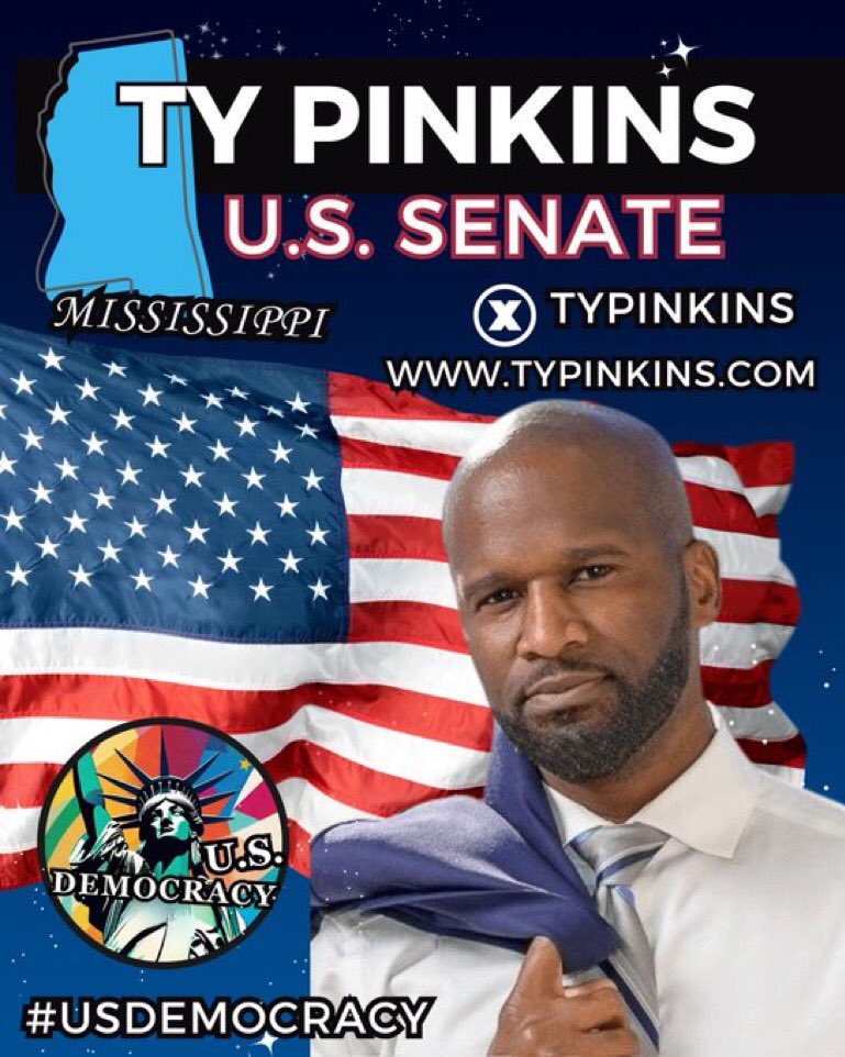 #USDemocracy #DemVoice1 #Mississippi voters, Ty Pinkins @TyPinkins is a veteran and a son of the Mississippi Delta. He's also the Democratic candidate in the US Senate race in Mississippi. He's the best choice to bring CHANGE to Mississippi. Follow. Volunteer. Donate. Vote.…