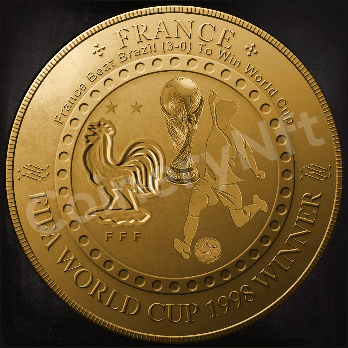 FIFA World Cup 1998, was won by France Beat Brazil. There is an NFT coin made in memory of this event.
@opensea @FIFAWorldCup @fifamedia @FIFAcom
#nftcommunity #nftcollector #nftinvestor #nftnews #nftmagazine #nftgallery #nftbuyers #NFTshills #nftgame #worldcup #cryptonews #NFT