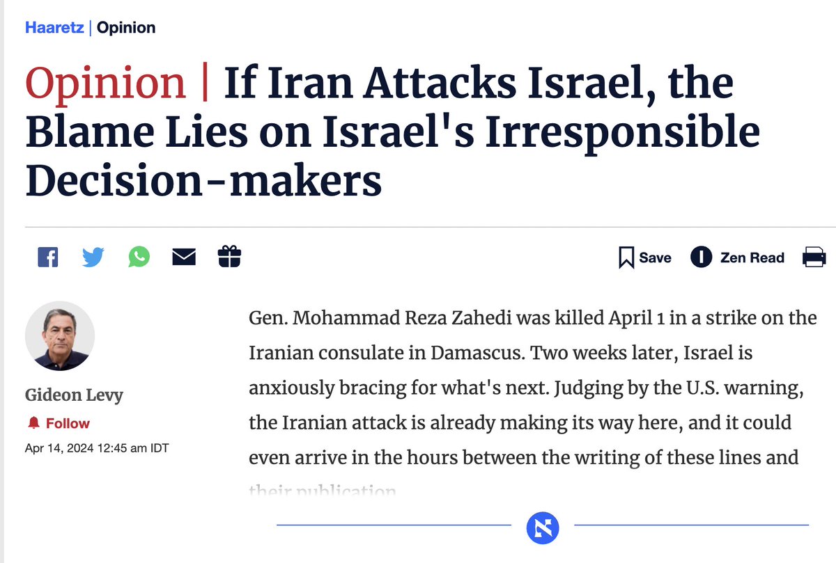 Editorial by senior Israeli journalist from Haaretz.