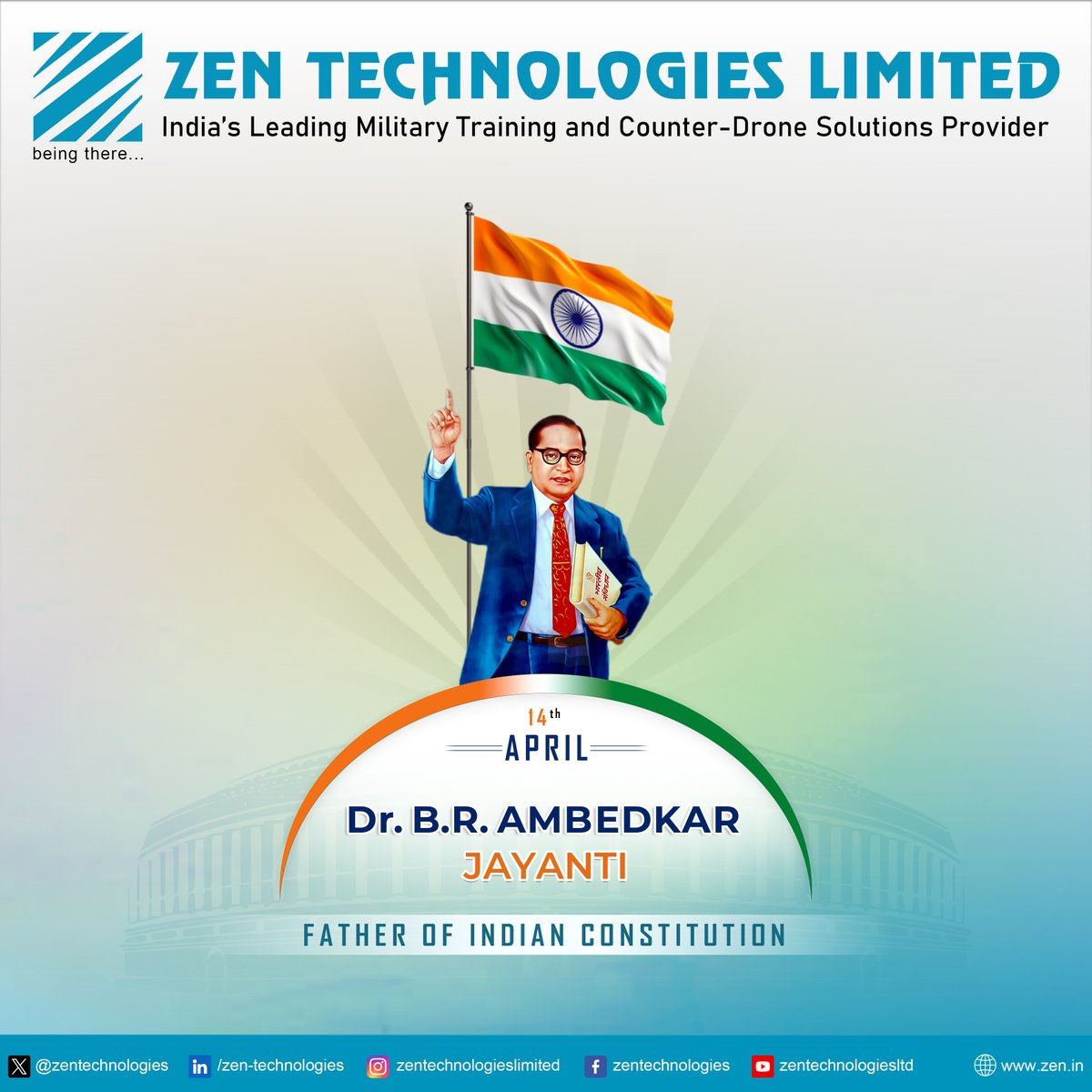 Honoring #AmbedkarJayanti with solemn gratitude. @zentechnologies pays homage to Dr. B.R. Ambedkar, A Stalwart Advocate of #SocialJustice, #Equality, and #HumanRights. Let's emulate his vision for a fairer society and advocate for #BetterTomorrow. 

#IndianConstitution…