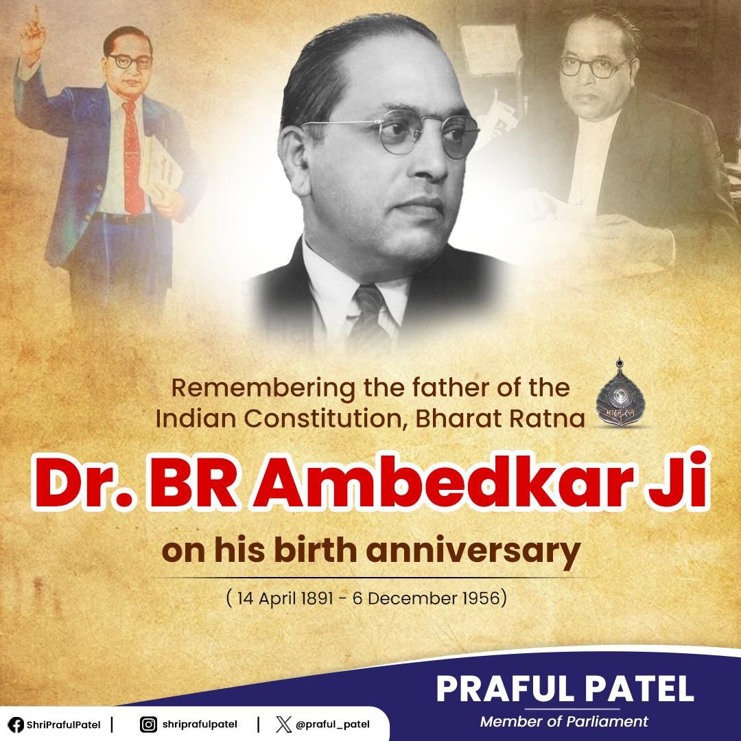 Paying tribute to Bharat Ratna Dr. BR Ambedkar Ji on his birth anniversary. His tireless efforts in drafting the Indian Constitution and advocating for social justice have left an indelible mark on our nation. Let's uphold his values of equality and inclusivity.…