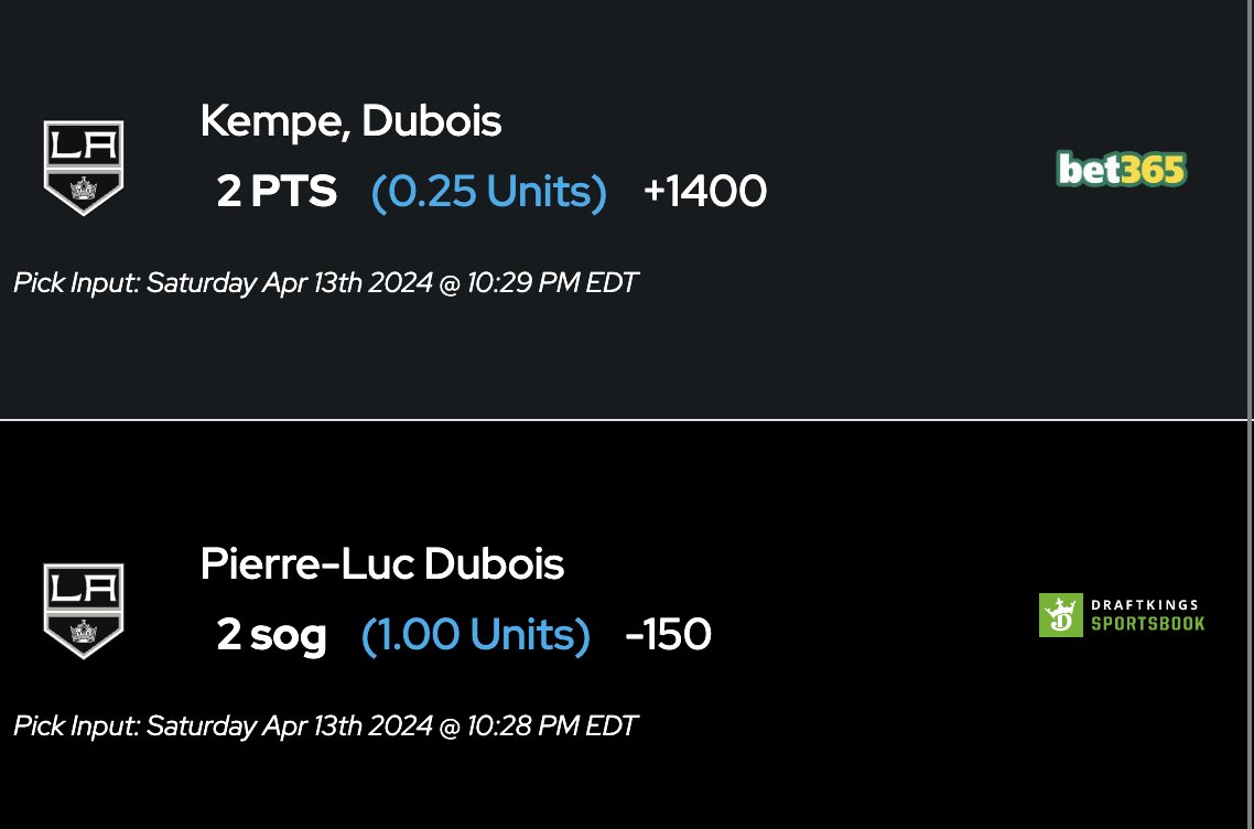 Pierre-Luc Dubois for my guy @3Putts4Par PPP +650 ✅ Point +135✅