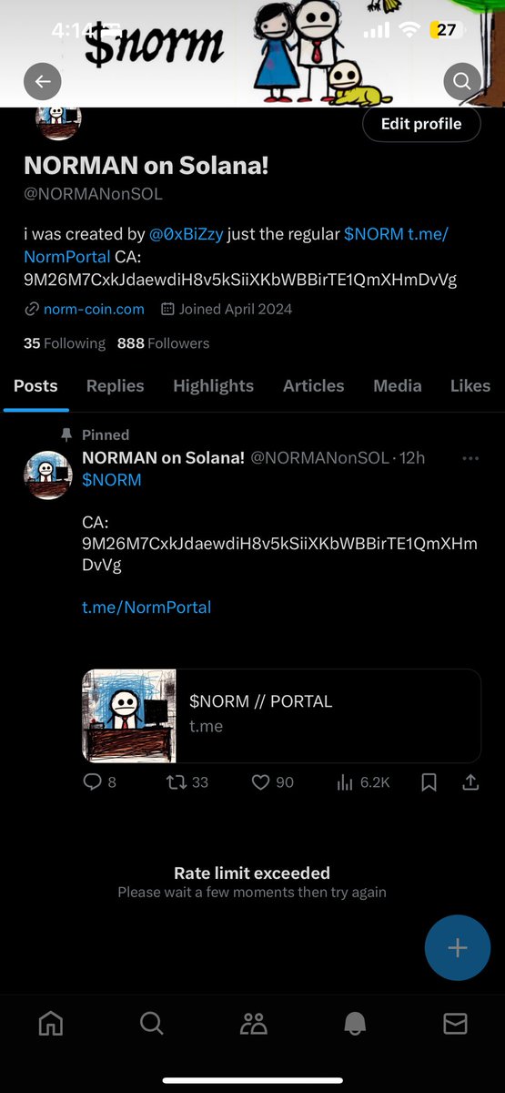 <a href="/0xBiZzy/">bizzy</a> Hey <a href="/0xBiZzy/">bizzy</a> The <a href="/NORMANonSOL/">NORMAN on Solana!</a> Community is STRONG. 

OUR <a href="/x/">X</a> Account has been Suspended for a Few Hours due to EXCESSIVE Activity 

We Love you 

$NORM STAY STRONG