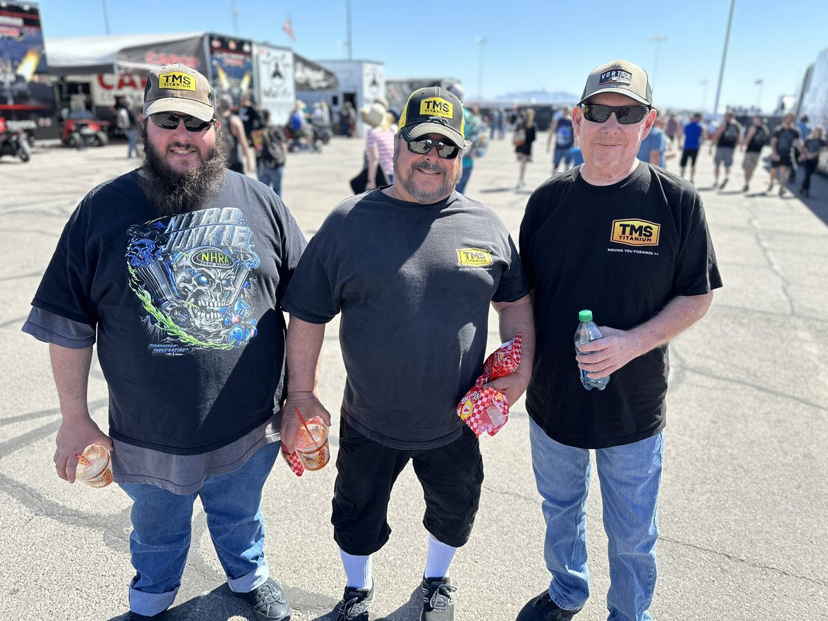 Spotted some #TMSTitaniun fans taking in some racing action at @LVMotorSpeedway today! 😎🤘 Have some cool TMS swag? Be sure to Tweet us so we can share! #NHRA #TeamTMS #TitaniumForRacing #Vegas4WideNats