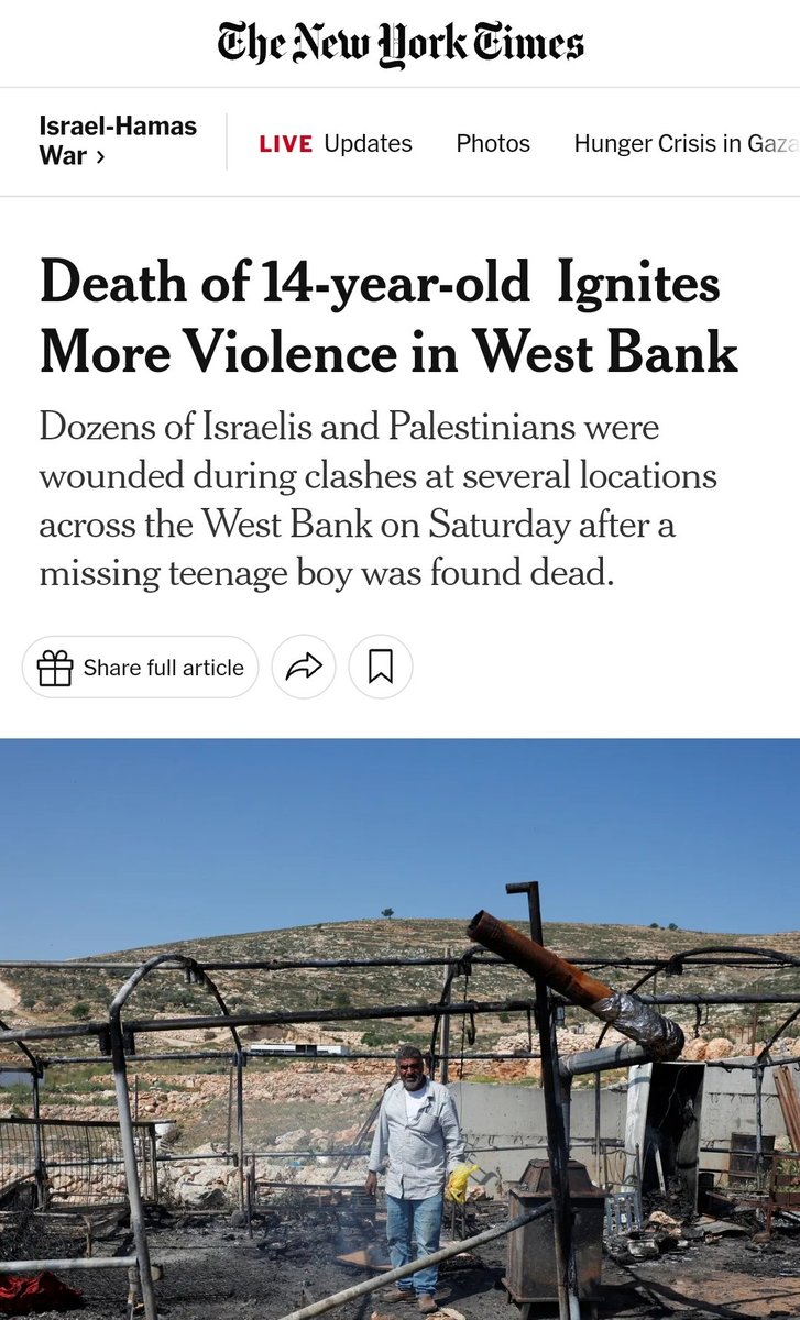 To the @nytimes when a 14 year old Jewish boy is murdered by a terrorist, it is not an act of violence, it only ignites violence. It is not a murder or a killing, it is a 'death'. This is what having ZERO regard for Jewish lives looks like.