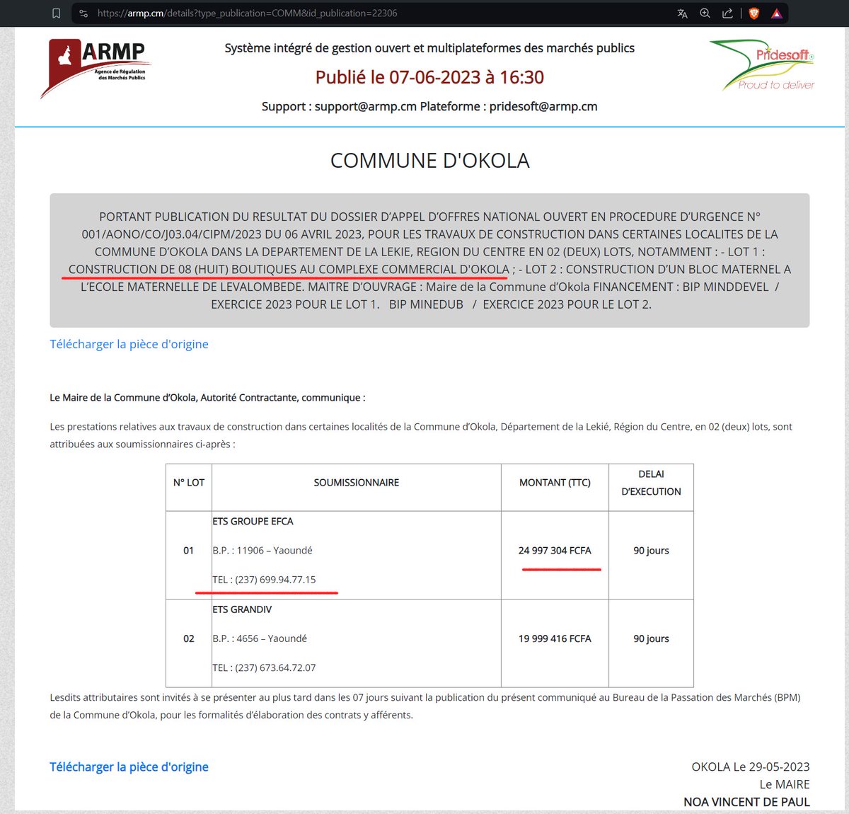 CLAUDETTE ANEGA NKOA EPSEE FOE est chargé de cours à l'Université de YAOUNDE 2, Conseillère à la recherche et responsable GRH. En même temps elle a obtenu 2 marchés à la mairie d'OKOLA via ETS GROUPE EFCA, 2022&23 Total 45M FCFA C'est pas incompatible? @minfopra_gov @MinesupCmr