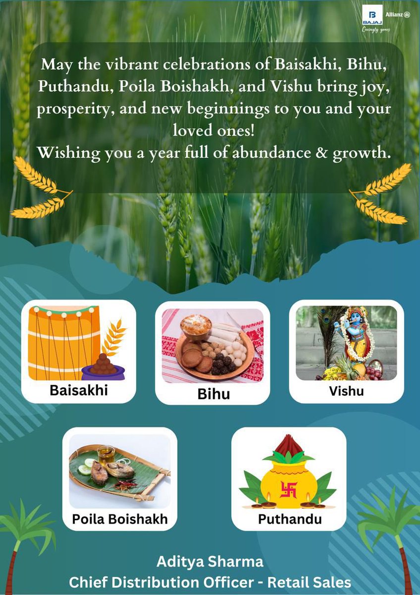 🌾 May you have a bountiful harvest! 🌾 Best wishes for #Baisakhi #Puthandu #Bihu, #PohelaBoishakh, and #Vishu. These harvest festivals serve as reminders of the link between nature, hard work, and community. They offer an opportunity for reflection and gratitude.#Happyharvesting