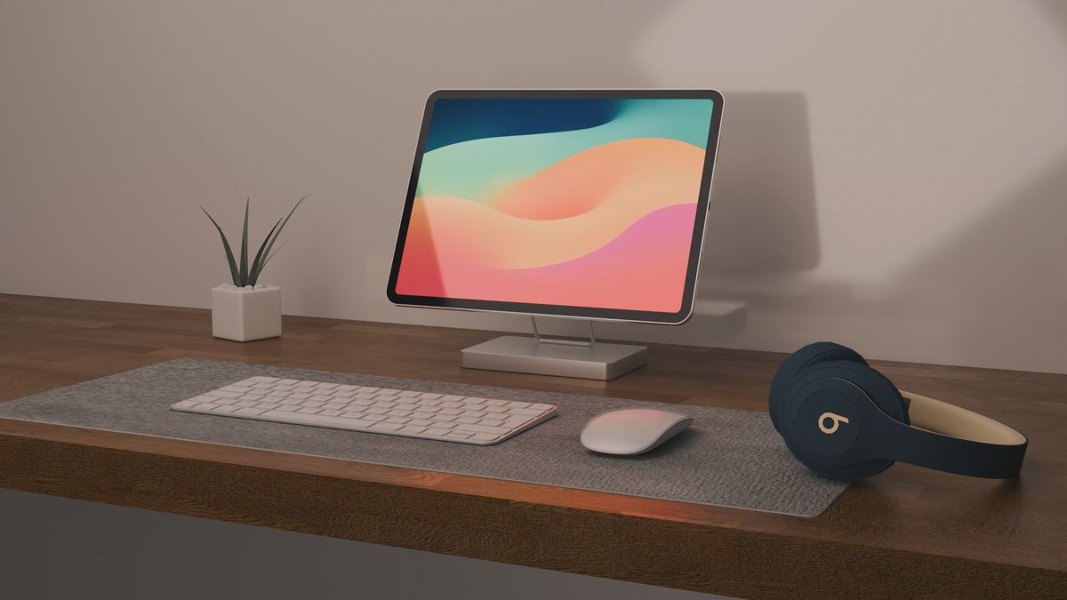 epsilon7500f's tweet image. iPadのデスク環境作った
センスない自分にしては結構いい感じに出来た気する
#blender #b3d