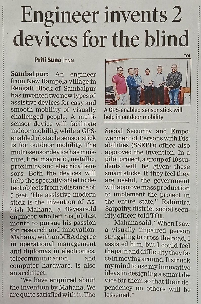 Engineer Invents two smart devices for Visually Challenged in #Sambalpur