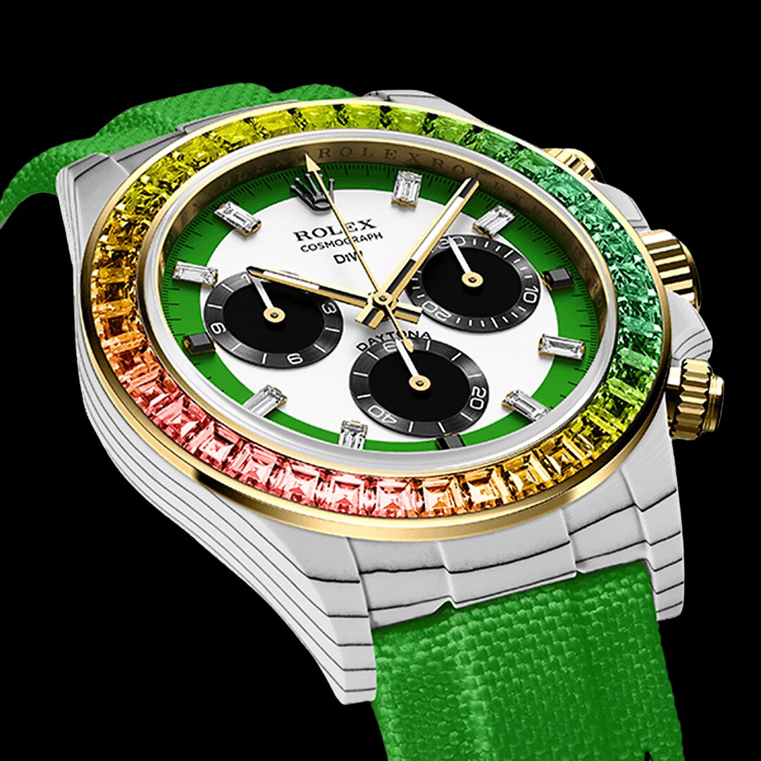 Rolex DiW Daytona RAINBOW WILD GREEN Quartz Fiber 勞力士 彩虹圈地通拿

Price & Watch Details:bit.ly/4aGOlhi

#daytonarainbow #platinumdaytona #rolexdiamond #rolexwatchcollector #RolexDealer #luxurytimepiece #luxurytimepieces #luxurywristwatch #diwWatch #cartierWatch #gmt