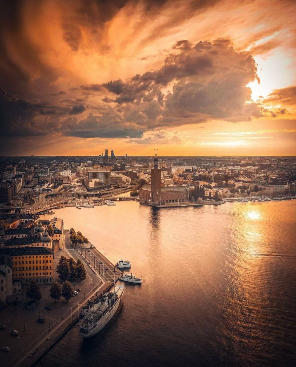 Stunning sunset skies over Stockholm, Sweden #sunset