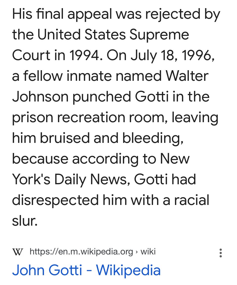 Here’s a little reminder about how much someone’s title or status before they went to prison matters. John Gotti got his ass kicked in the prison recreation room for running his mouth. These are the things that haunt Donald Trump when he thinks about a conviction.