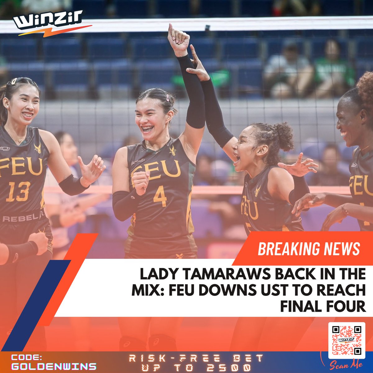 With incredible determination, the FEU Lady Tamaraws overcame the challenge from the UST Tigresses to claim a Final Four spot! 🐃🔥

Register in WinZir here: winzir.ph/affiliates/?bt… ⚡️

#winzir #sportsbetting #volleyball #UAAP #winfromwithin #keepitfun #responsiblegaming