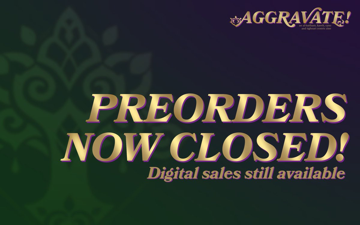 🍀Aggravate: Preorders CLOSED!⚡️

The night has wound down and the boys have all headed home. Stay tuned for production and shipping updates~ 

Digital zine sales will remain open until April 27, in case you missed your chance to get your copy!

🛍️aggravatezine.bigcartel.com