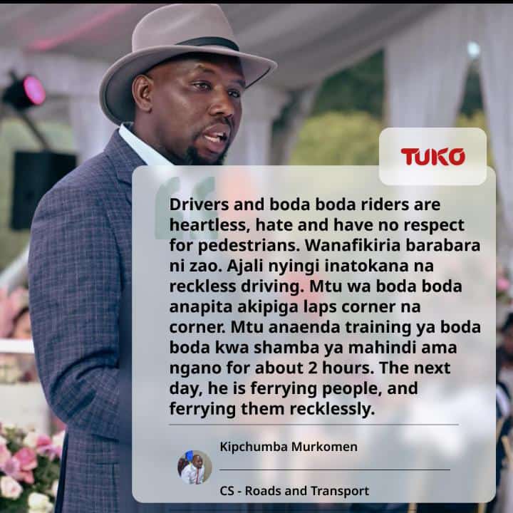 Someone remind Murkomen serikali ni ya watu wa bodaboda na mamamboga.