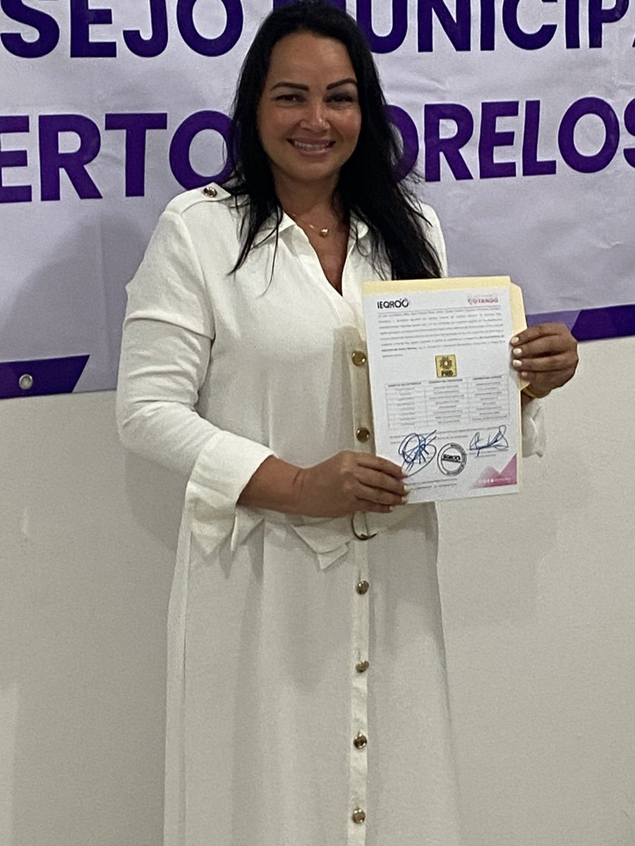 Hoy recibí del <a href="/IEQROO_oficial/">IEQROO</a>  la constancia que me acredita como candidata a la Presidencia Municipal de #PuertoMorelos por el <a href="/PRDMexico/">PRD</a>  
Mayra Alanis  EL SOL YA ESTÁ SALIENDO !!! ☀️