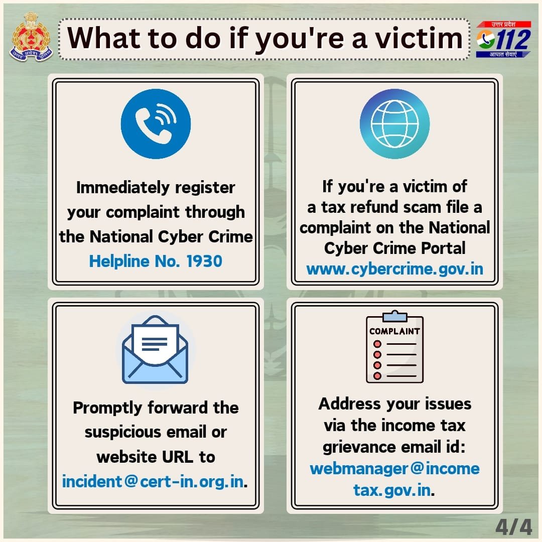 Taxing your mind? Scammers send fake messages pretending to be from the Income Tax Department, tricking taxpayers into sharing personal info. Protect yourself: never click on suspicious links or share sensitive details online. Stay #cyber savvy, stay safe! 💻🔒 #MissionGraHAQ