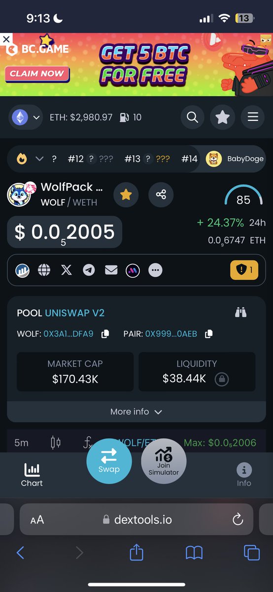 In a sea of red, the #wolfpackcoin #Wolf is up 24% 
#Crypto 
0x3a1069c675f870e0c426364f65037e9e3febdfa9