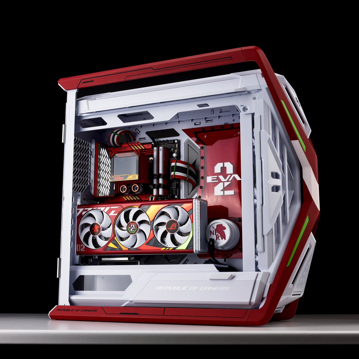 This is Hyperion 2 in the works.  There is much to create.  Emergency appearance items , spear of Longinus, etc but incorporating them as functional items in a pc not add ons for visuals. 

#asus #rog #evangelion #eva2 #unique