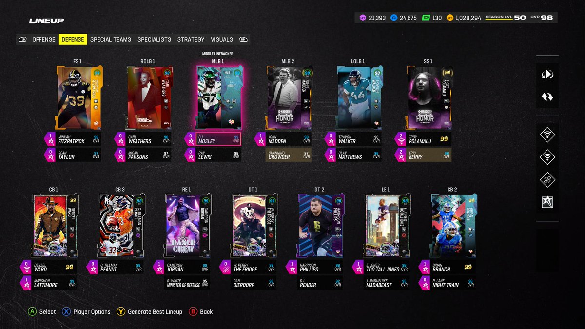 Riskos's tweet photo. #MUT24 Need a full AKA OL, SS, FS, ROLB? MLB x2, LOLB, DT and K @EASPORTS_MUT what's coming tomorrow!? #Madden24 old one 2 weak now https://t.co/MXDKsNIkfX