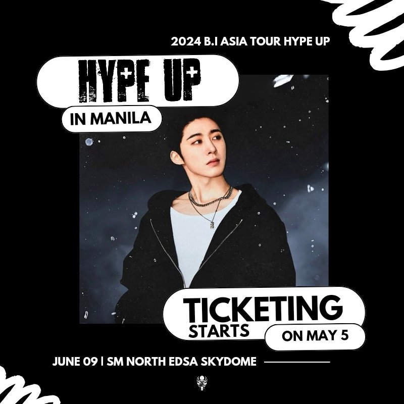 GET READY TO JUMP! ❤️‍🔥 The ticketing for B.I HYPE UP in Manila will start on May 5 at 2PM. Tickets will be available via tapyourtickets.com Please check the posts below for more information. READY TO PARTY? HYPE UP! 🙌🏻 #BIHYPEUPINMANILA #HYPEUPINMANILA #HANBIN #비아이